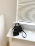 Crocodile Embossed Artificial Patent Leather Square Bag With Purse