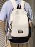 Patch Detail Two Tone Functional Backpack With Bag Charm