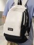 Patch Detail Two Tone Functional Backpack With Bag Charm