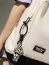 Patch Detail Two Tone Functional Backpack With Bag Charm