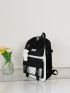 5pcs Letter Patch Decor Functional Backpack Set With Bag Charm