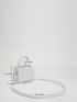 Mini Geometric Embossed Double Handle Square Bag