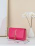 Mini Neon Pink Metal Tassel Decor Flap Chain Square Bag