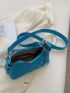 Neon Blue Argyle Embossed Chain Decor Baguette Bag