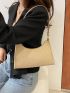 Chevron Quilted Zipper Baguette Bag