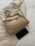Chevron Quilted Zipper Baguette Bag