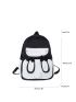 Letter Graphic Pompom & Flower Decor Functional Backpack With Bag Charm