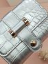Metallic Crocodile Embossed Fold Over Small Wallet