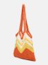 Small Crochet Bag Chevron Pattern Fashionable Fabric For Shopping