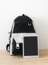5pcs Letter Patch & Release Buckle Decor Functional Backpack Set
