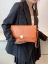 Neon-Orange Crocodile Embossed Metal Lock Flap Square Bag