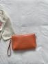 Neon-Orange Crocodile Embossed Metal Lock Flap Square Bag