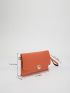 Neon-Orange Crocodile Embossed Metal Lock Flap Square Bag
