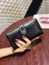 Metal Decor Long Wallet Stitch Detail Vintage