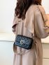 Mini Heart & Faux Pearl Decor Quilted Flap Chain Square Bag