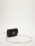 Mini Heart & Faux Pearl Decor Quilted Flap Chain Square Bag