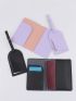 2pcs Metallic Letter Graphic Passport Cases With 2pcs Luggage Tags