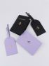 2pcs Metallic Letter Graphic Passport Cases With 2pcs Luggage Tags