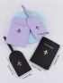 2pcs Metallic Letter Graphic Passport Cases With 2pcs Luggage Tags