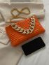 Neon-Orange Quilted Chain Decor Square Bag