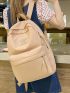 Letter Patch Decor Functional Backpack