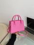 Neon-pink Double Handle Square Bag