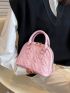 Heart Textured Double Handle Dome Bag