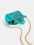 Glitter Decor Flap Chain Satchel Bag