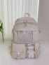 Release Buckle Decor Functional Backpack With Bag Charm