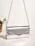 Metallic Chain Flap Square Bag
