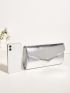 Metallic Chain Flap Square Bag
