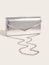 Metallic Chain Flap Square Bag