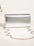 Metallic Chain Flap Square Bag