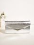 Metallic Chain Flap Square Bag