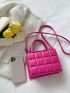 Mini Neon-pink Quilted Double Handle Square Bag