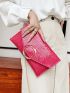 Crocodile Embossed Metal Decor Flap Chain Envelope Bag