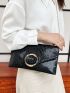 Crocodile Embossed Flap Chain Square Bag