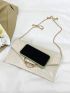 Crocodile Embossed Metal Decor Flap Chain Envelope Bag