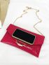 Crocodile Embossed Metal Decor Flap Chain Envelope Bag