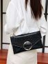 Crocodile Embossed Flap Chain Square Bag
