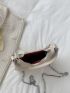 Letter Detail Chain Hobo Bag