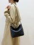 Studded Decor Chain Hobo Bag