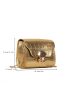 Mini Metallic Crocodile Embossed Twist Lock Flap Chain Square Bag