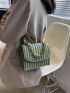 Mini Striped Embossed Chain Decor Flap Square Bag