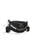 Litchi Embossed Chain & Faux Pearl Decor Saddle Bag