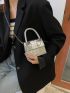 Mini Metallic Crocodile Embossed Chain Flap Square Bag