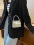 Mini Metallic Crocodile Embossed Chain Flap Square Bag
