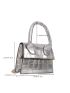 Mini Metallic Crocodile Embossed Chain Flap Square Bag