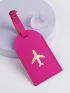 Neon-Pink Metallic Plane Print Luggage Tag