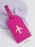 Neon-Pink Metallic Plane Print Luggage Tag